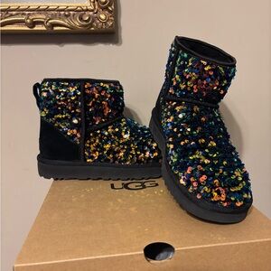 UGG Classic Mini Stellar Sequin Boots - Black